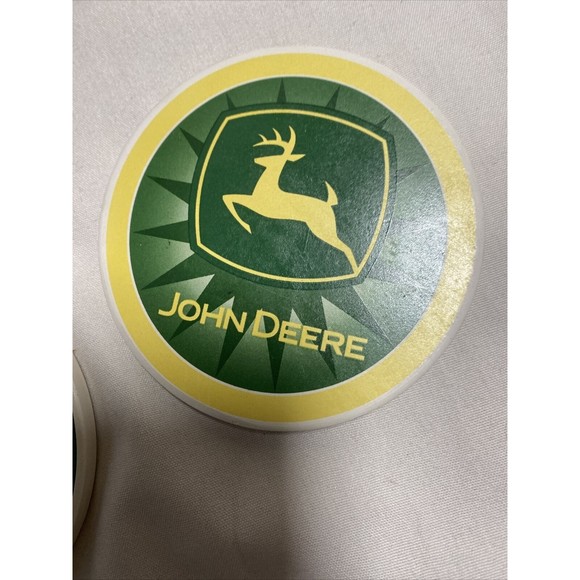 John Deere Tractor Absorbent Stone Bar Glass Coaster Set 4 Canister Holder - Picture 6 of 11